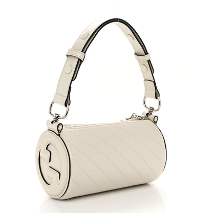 Gucci Sakai Be Green Calfskin Diagonal Stitched Mini Blondie Barrel Shoulder Bag Mystic White 3 of 9
