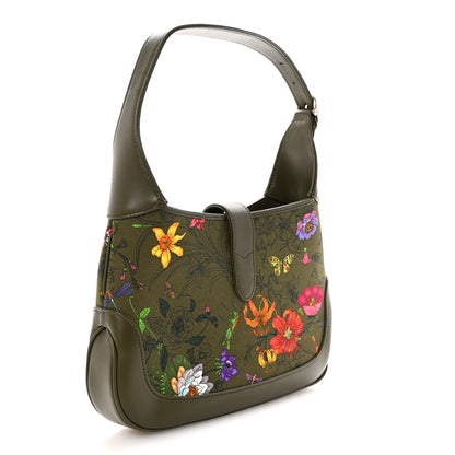 Gucci Calfskin Canvas Beaded Floral Medium Jackie 1961 Multicolor 3 of 10