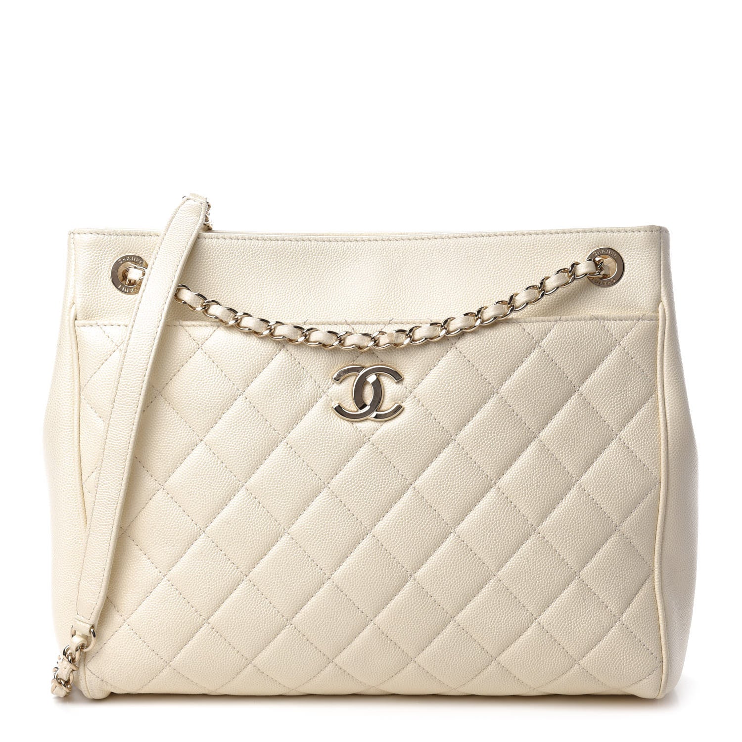 Chanel Caviar Quilted CC Tote Beige 1 of 12