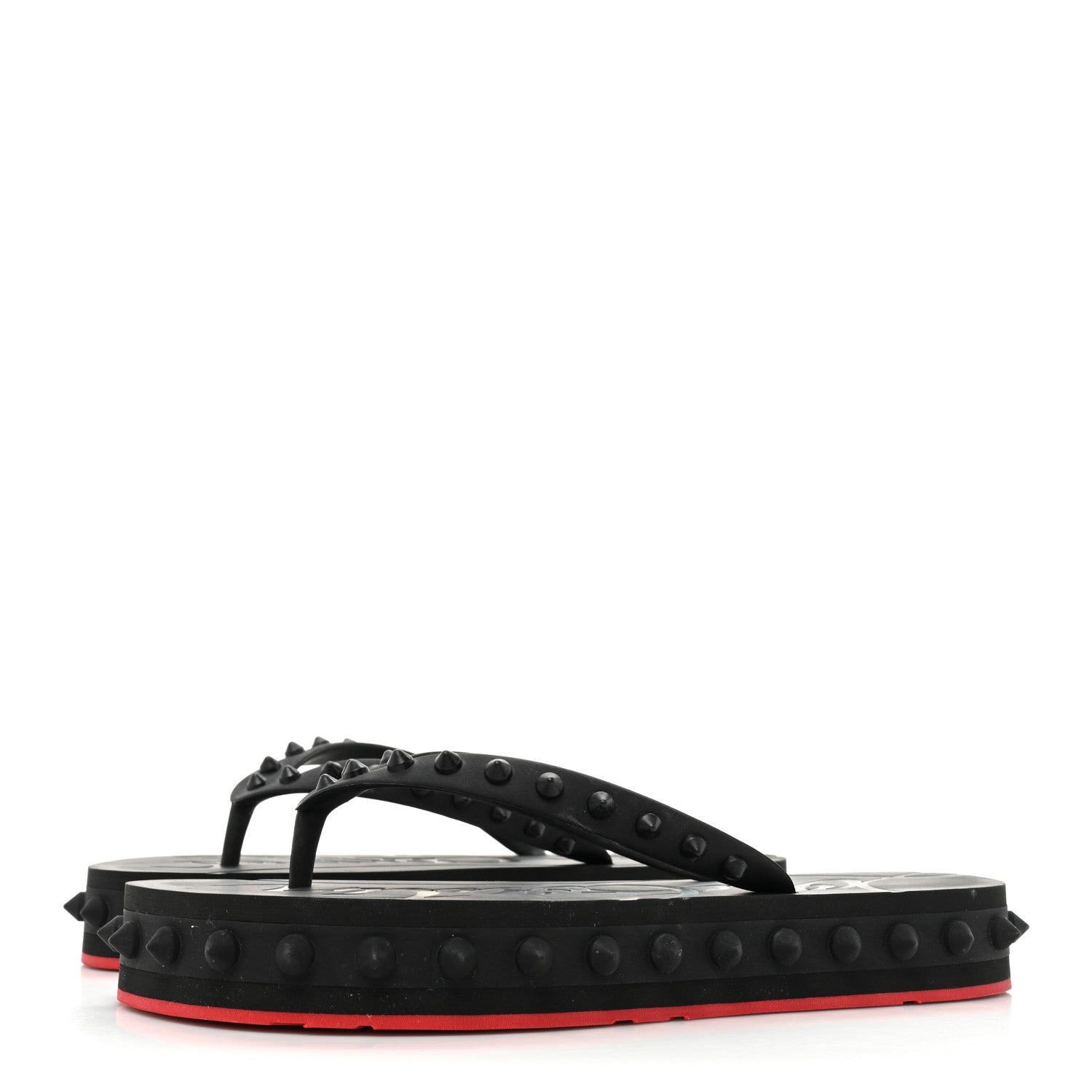 Christian Louboutin Rubber Spike Loubi Flip Flip Platform Sandals 38 Black 3 of 9