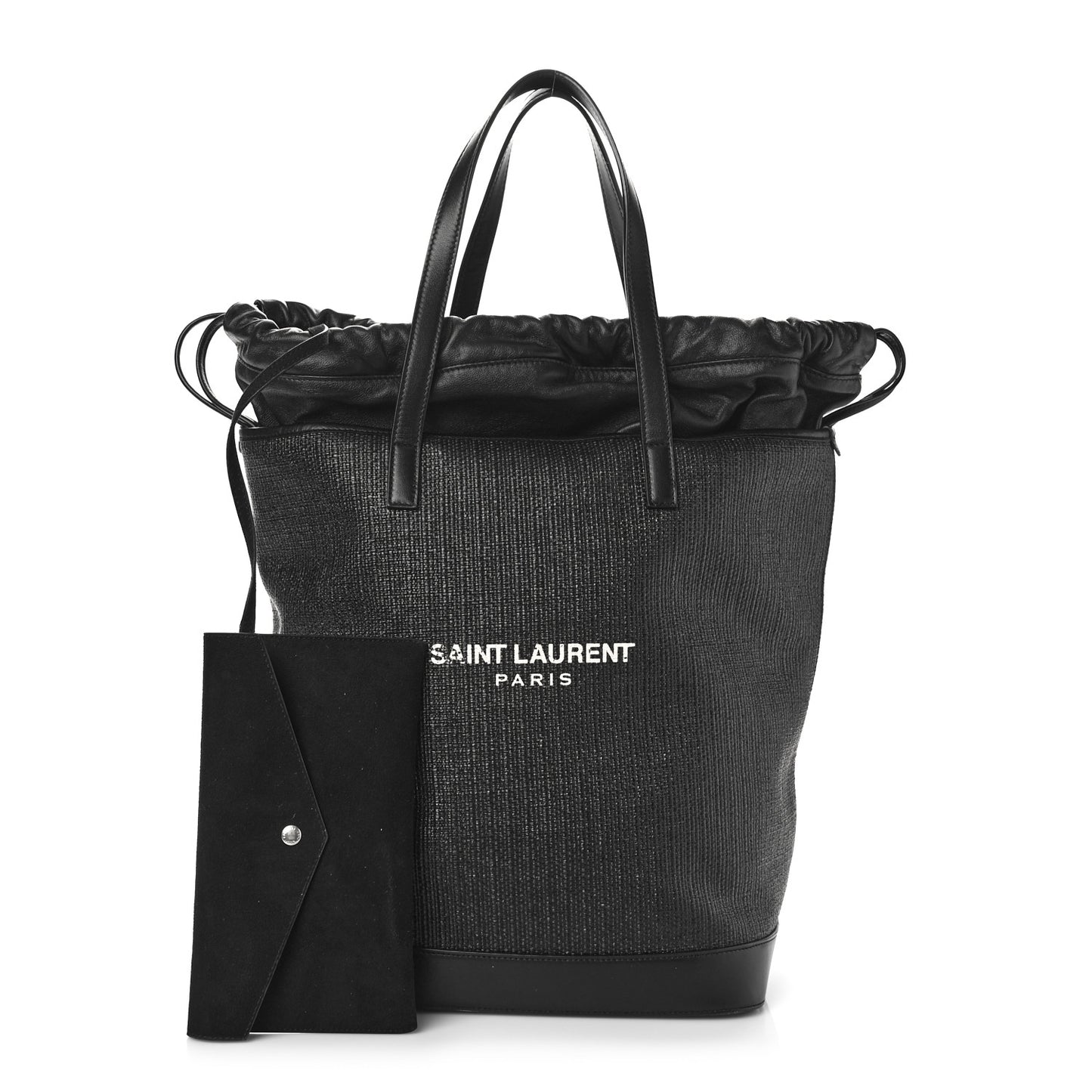 Linen Canvas Teddy Shopping Bag Black