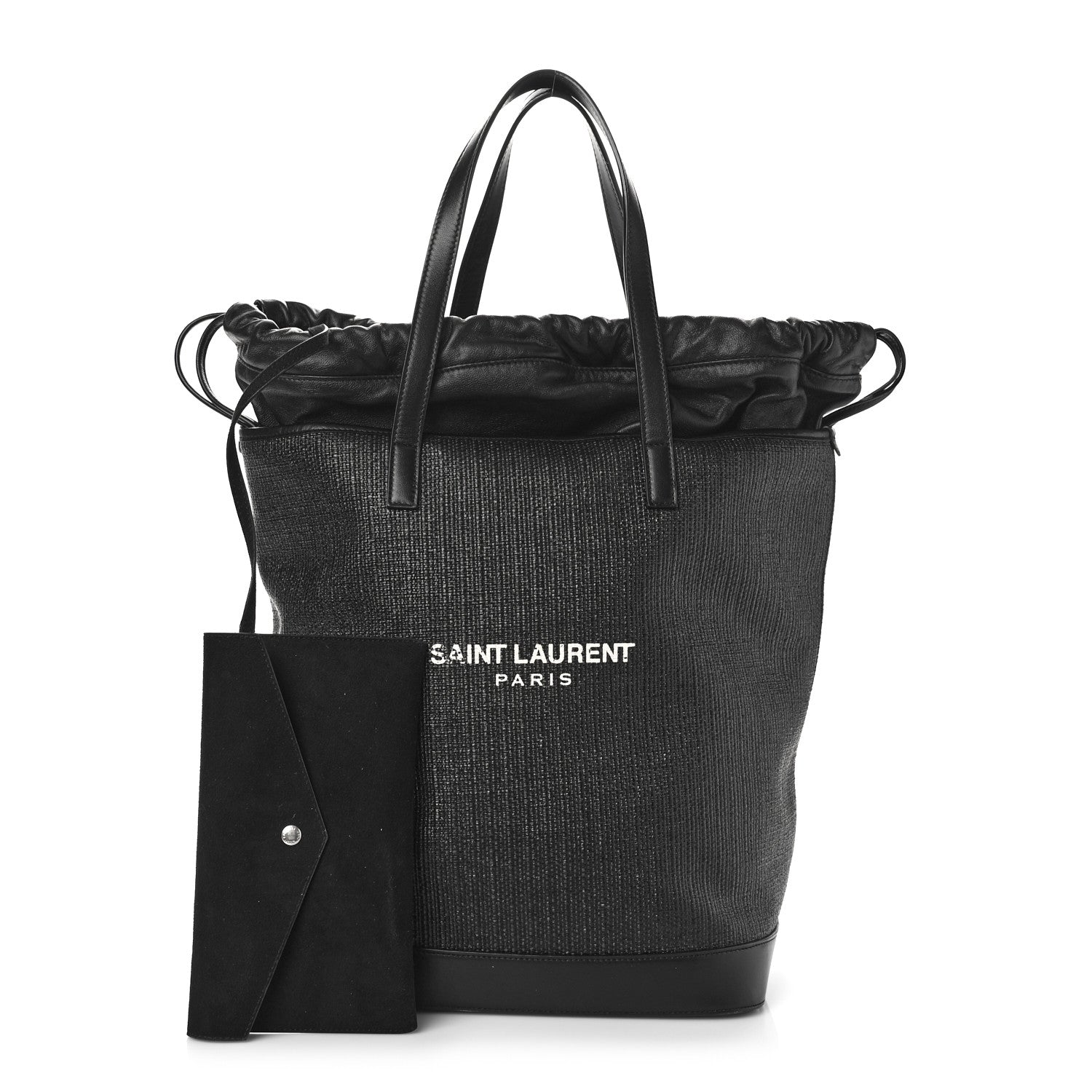 Saint Laurent Linen Canvas Teddy Shopping Bag Black 1 of 11