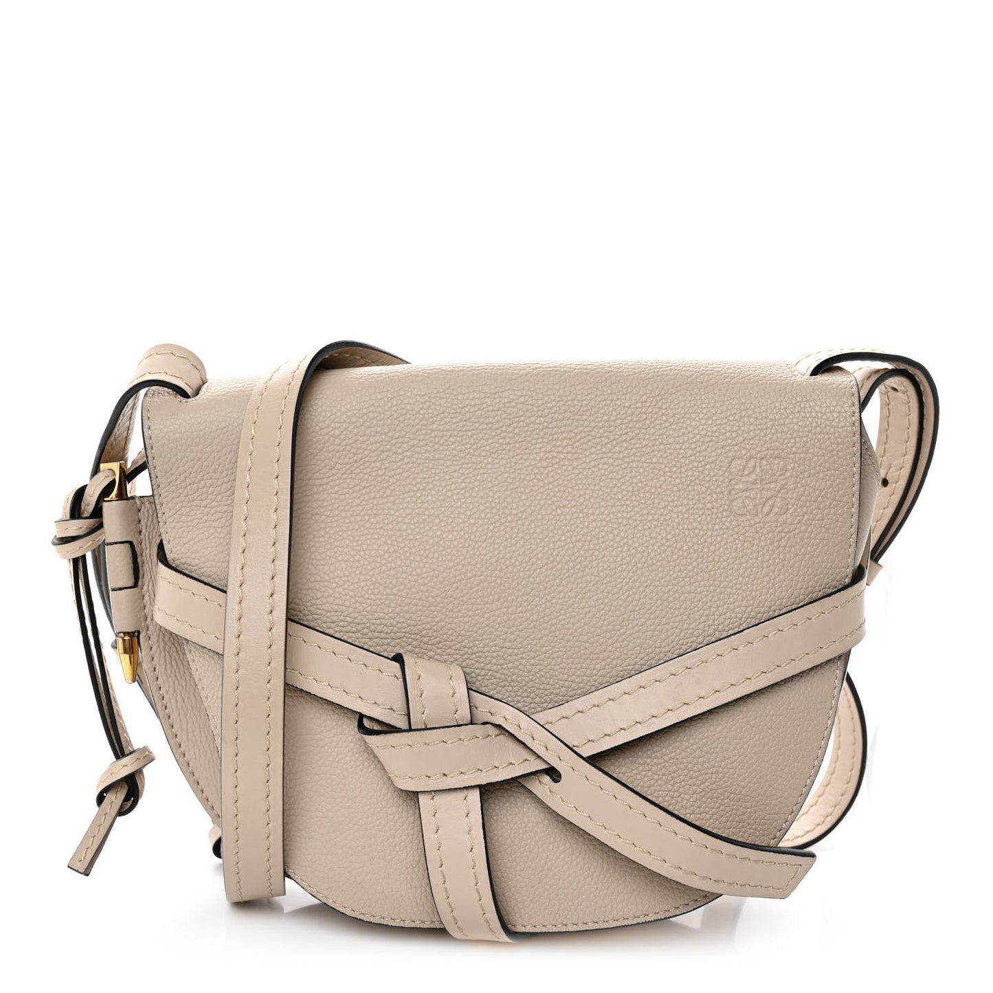 Grained Calfskin Gate Crossbody Bag Light Oat