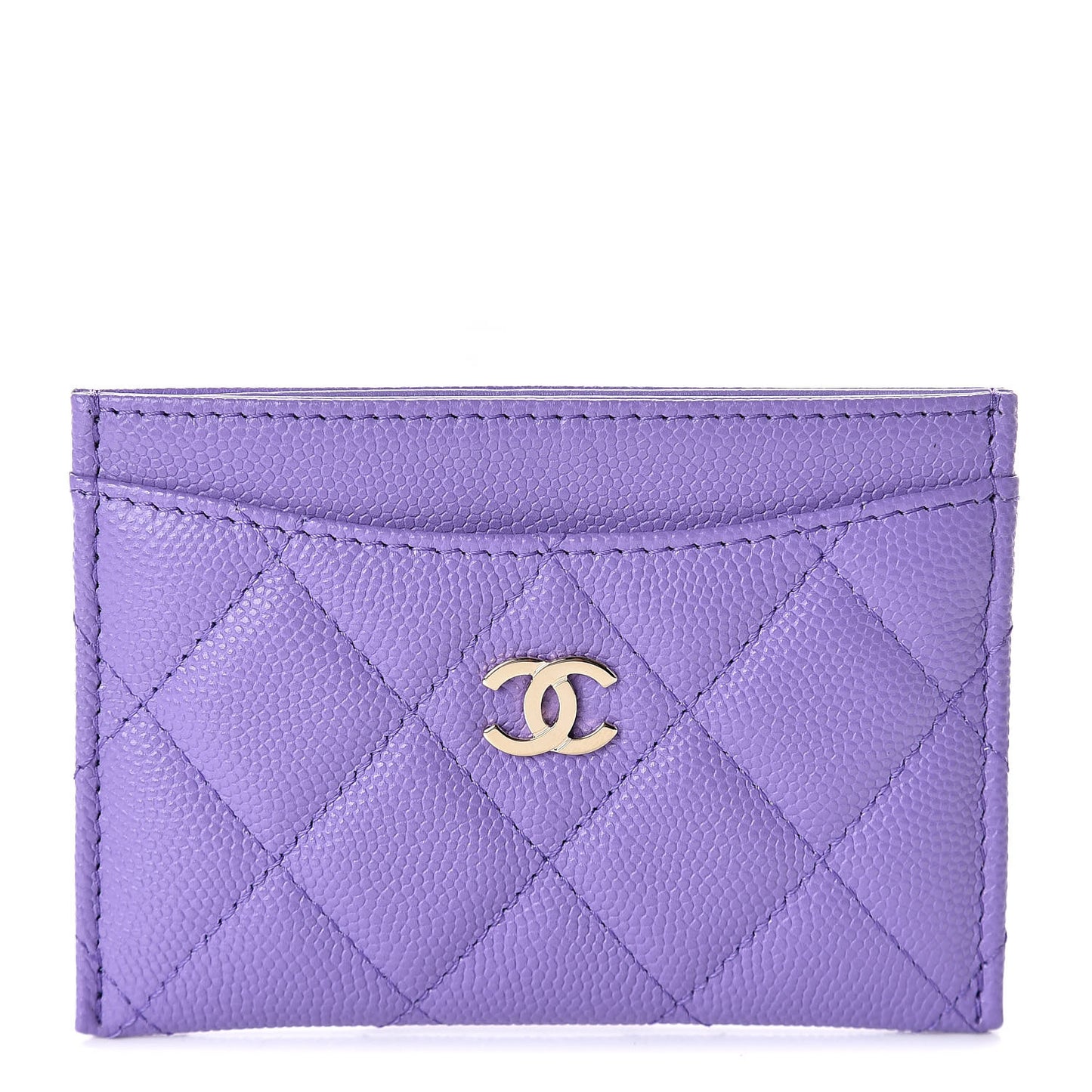 Caviar Quilted Card Holder Purple