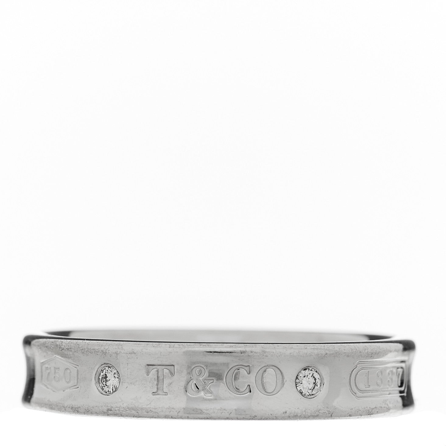 Tiffany 18K White Gold Diamond Narrow 1837 Ring 53 6.5 1 of 5