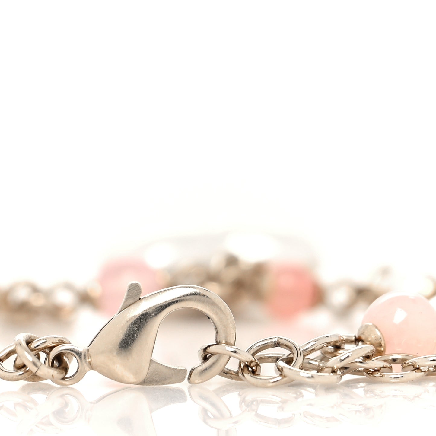 Pearl Crystal CC Heart Bracelet Pearly White Pink Gold