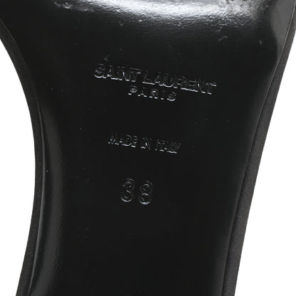 Saint Laurent Crepe Satin Baliqua Melody 55 Ankle Strap Sandals 38 Black 7 of 9