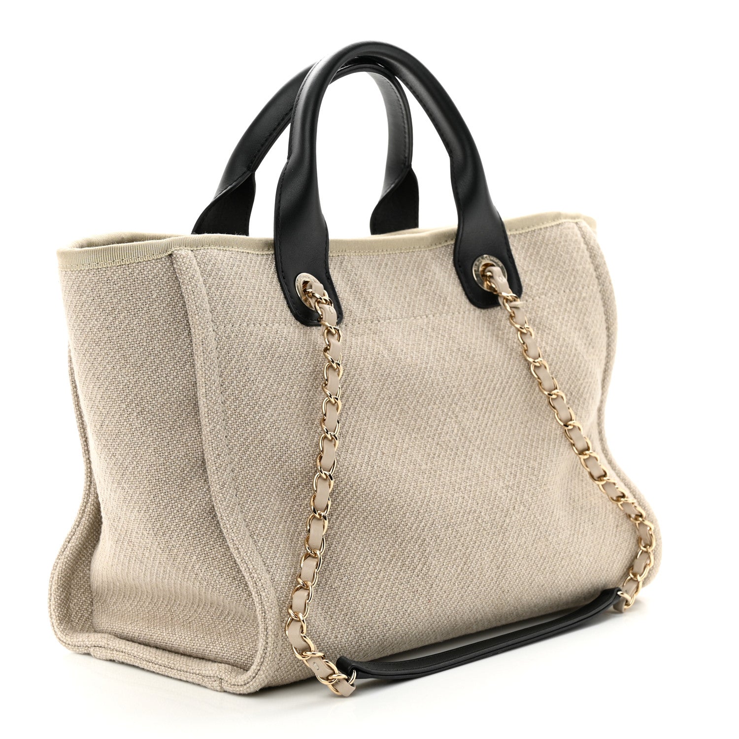 Chanel Mixed Fibers Small Deauville Tote Beige Black 4 of 11