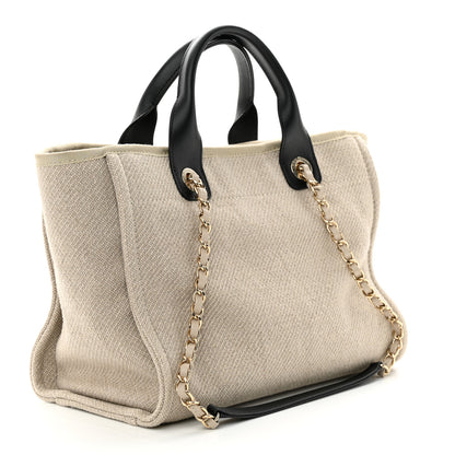 Chanel Mixed Fibers Small Deauville Tote Beige Black 4 of 11