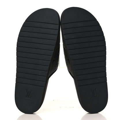 Louis Vuitton X NBA Calfskin Monogram Embossed Mens Miami Mule 9 Black 5 of 9