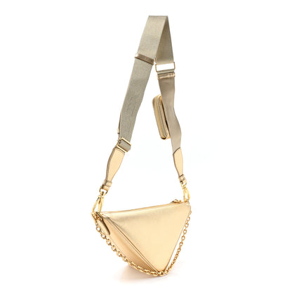 Prada Saffiano Lux Triangle Shoulder Bag Platino 3 of 9