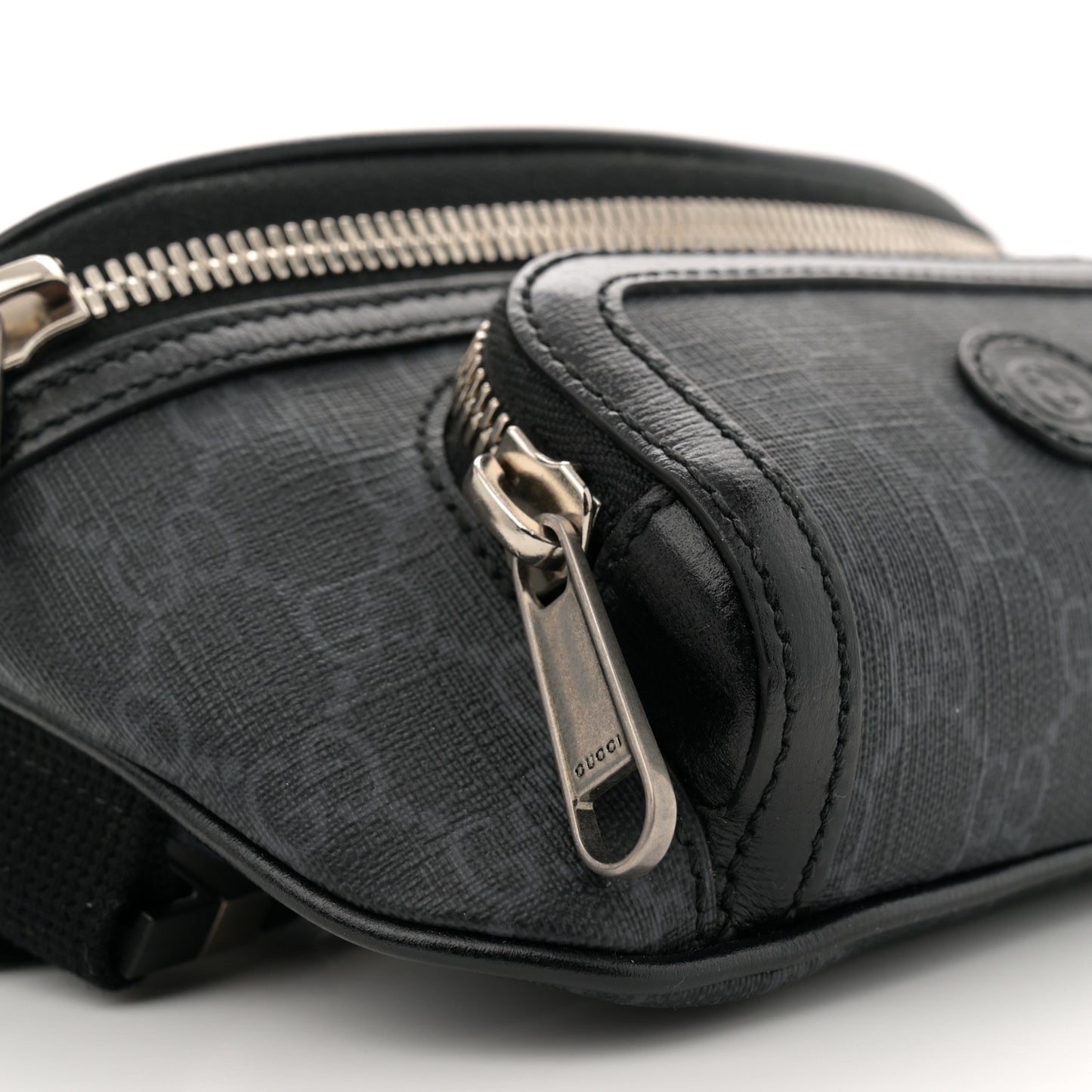 GG Supreme Monogram Textured Calfskin Retro Interlocking G Belt Bag Black