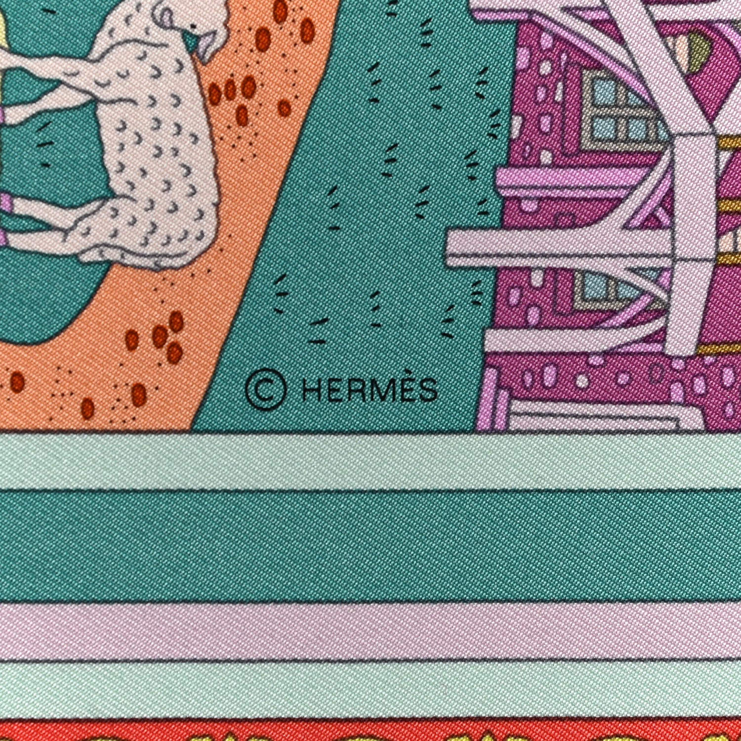 Hermes Silk Flanerie A Versailles Scarf 90 Rose Pale Vert Jaune 4 of 7