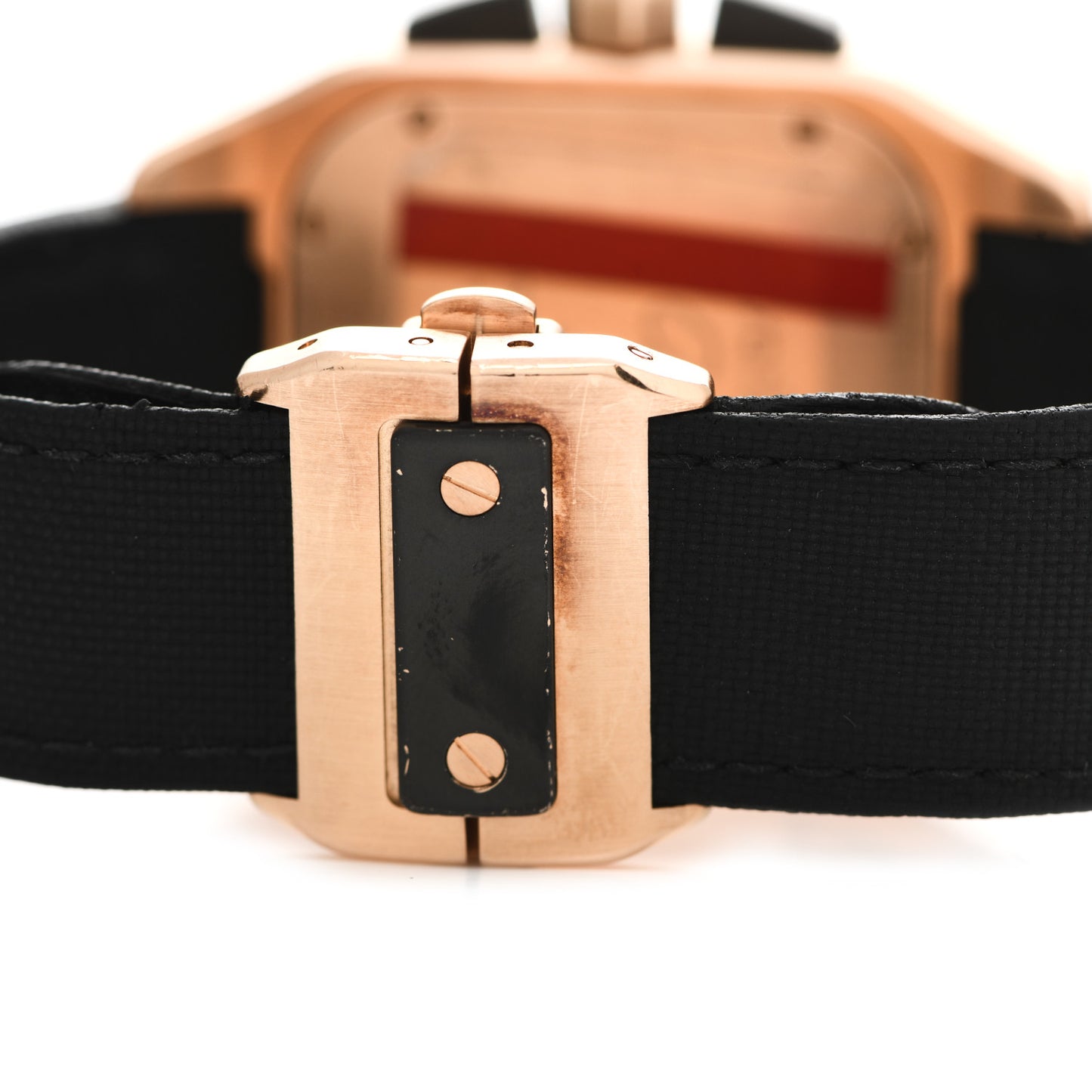 18K Pink Gold Nylon 41mm Santos 100 Chronograph Automatic Watch Black