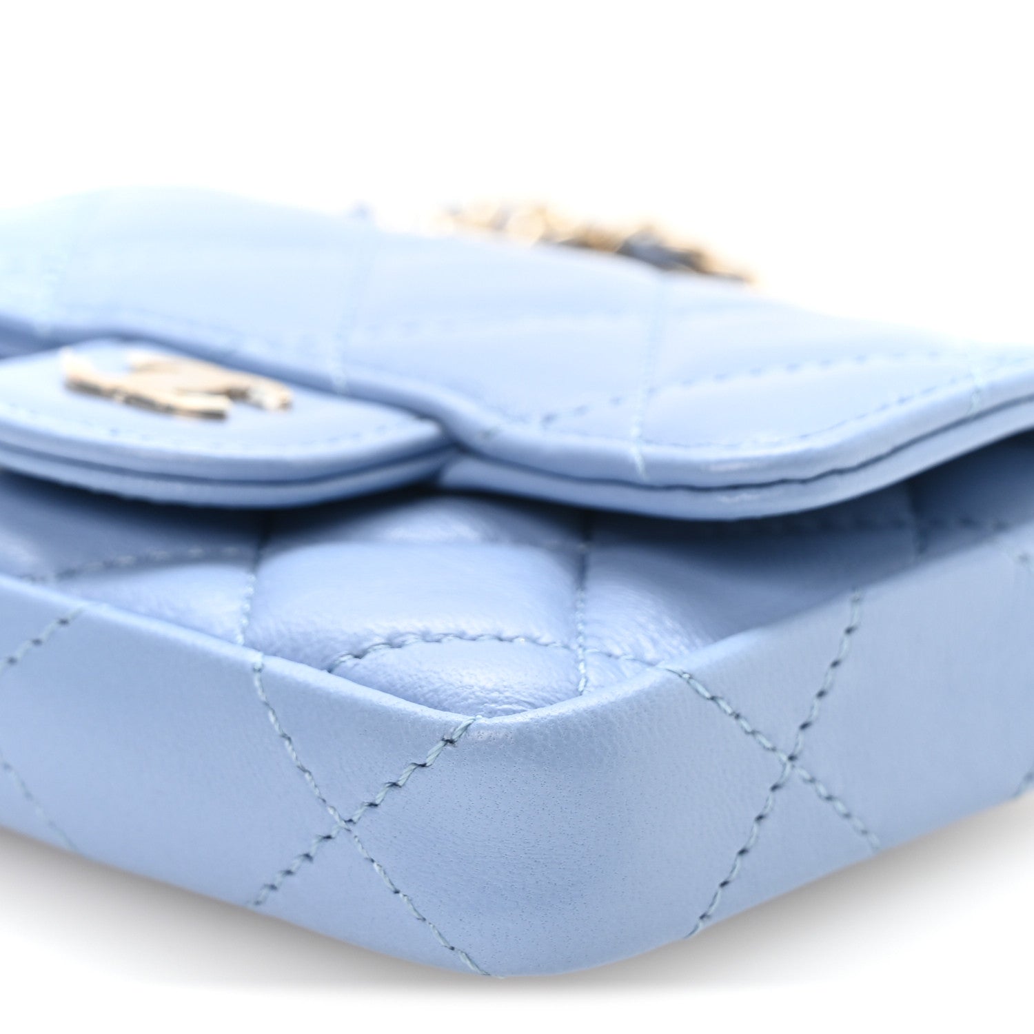 Chanel Lambskin Coco Enamel Quilted Mini Chain Belt Bag Light Blue 11 of 12