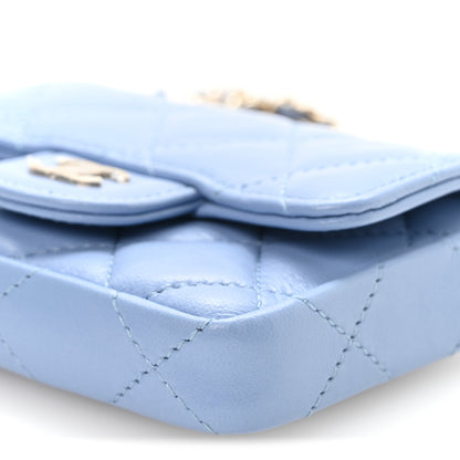 Chanel Lambskin Coco Enamel Quilted Mini Chain Belt Bag Light Blue 11 of 12