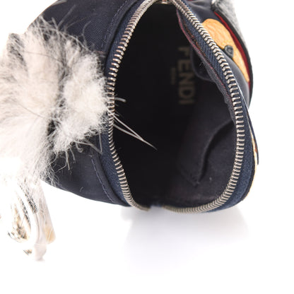 Fendi Nylon Cuoio Romano Nutria Fox Fur Monster Eyes Mini Backpack Charm Blue Black Multicolor 5 of 11