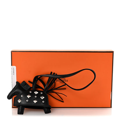 Hermes Milo Lambskin Studded Grigri Rodeo Robeo Rock Horse Bag Charm PM Black 4 of 4