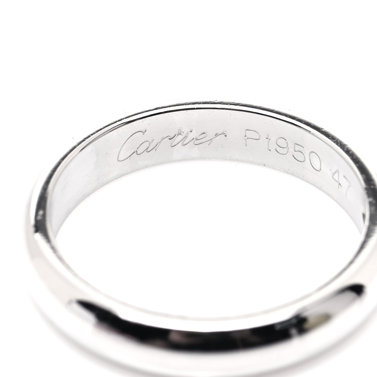 Cartier Platinum Diamond 3.5mm 1895 Wedding Band Ring 47 4 4 of 5