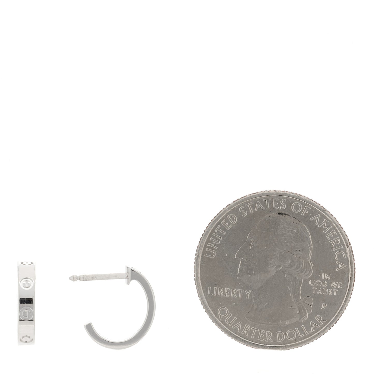 18K White Gold Small LOVE Hoop Earrings