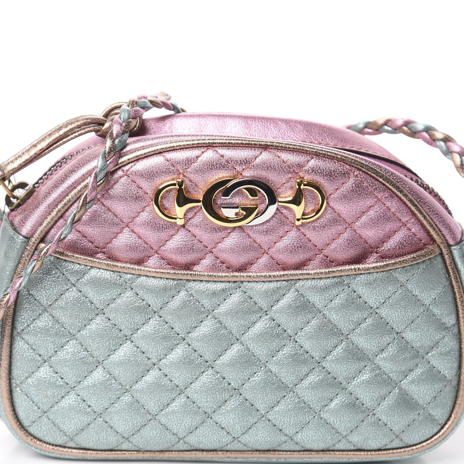 Gucci Laminated Nappa Trapuntata Mini Zumi Dome Shoulder Bag Rosa Lago Rame 6 of 8