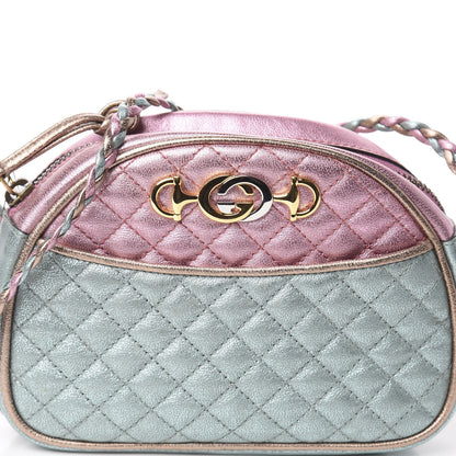 Gucci Laminated Nappa Trapuntata Mini Zumi Dome Shoulder Bag Rosa Lago Rame 6 of 8