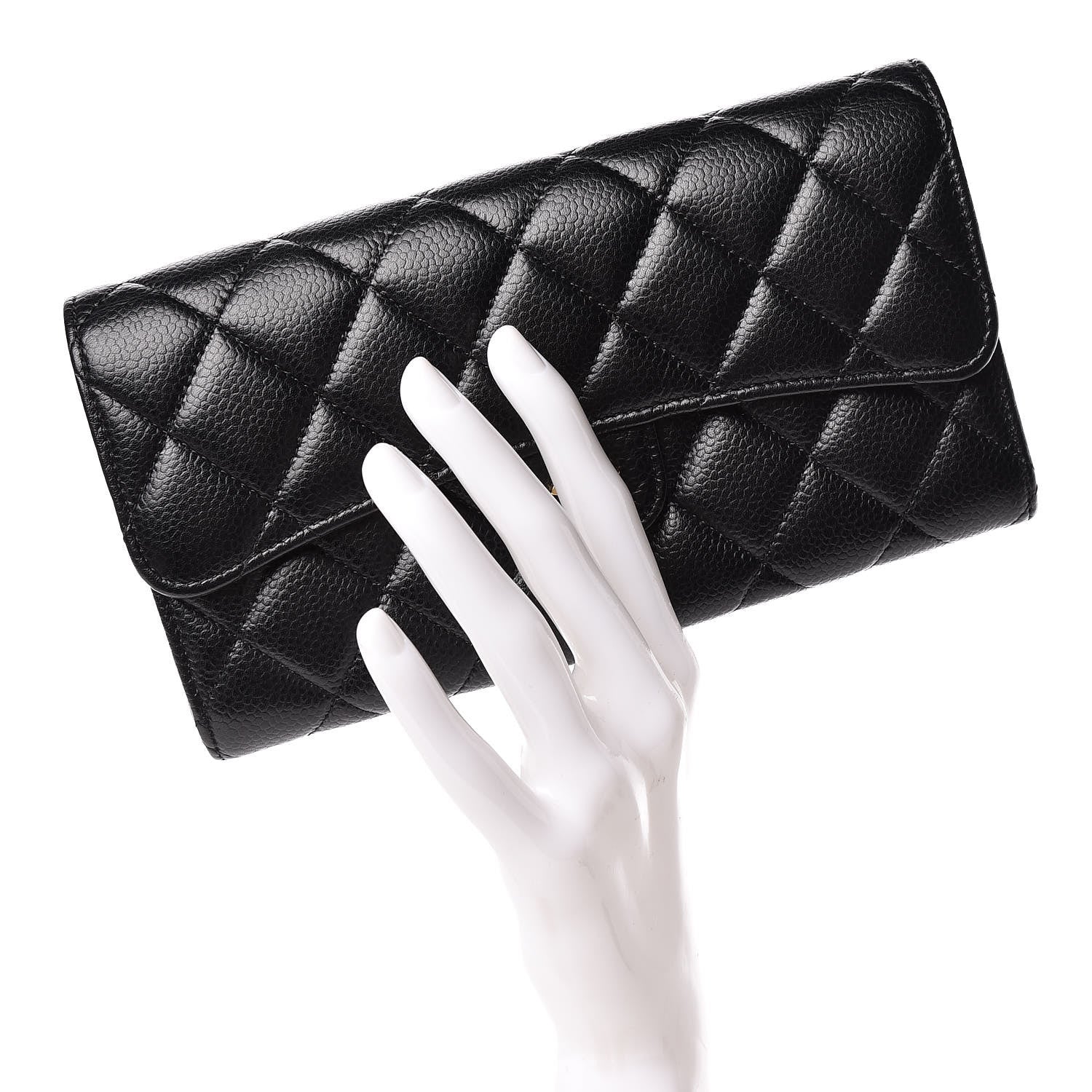 Chanel Caviar Quilted Large Gusset Flap Wallet Black 2 of 11