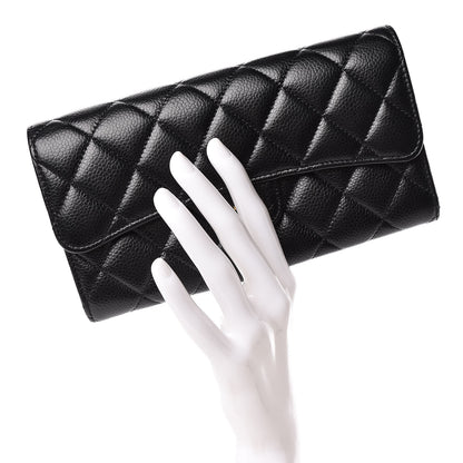 Chanel Caviar Quilted Large Gusset Flap Wallet Black 2 of 11