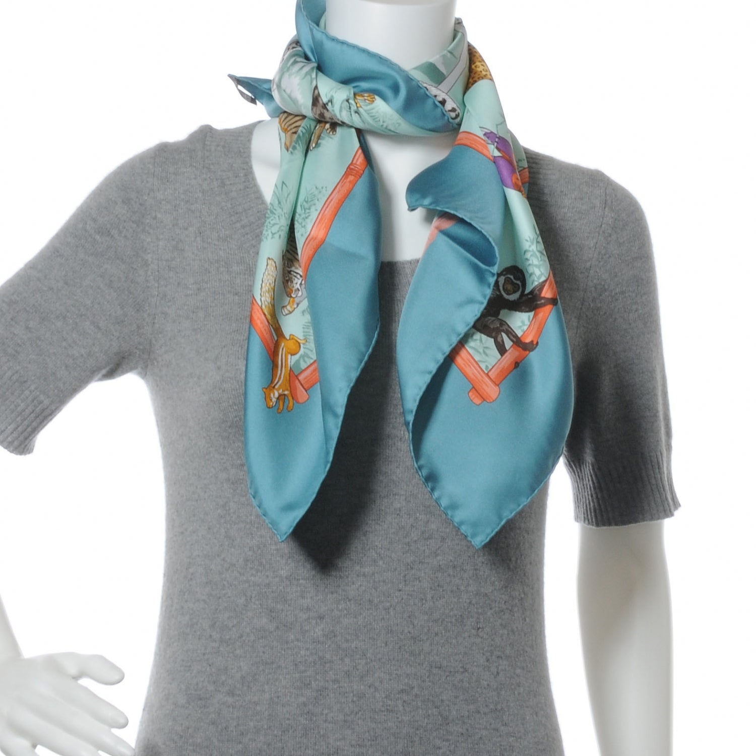 Hermes Silk Tendresse Feline Scarf 90 4 of 10