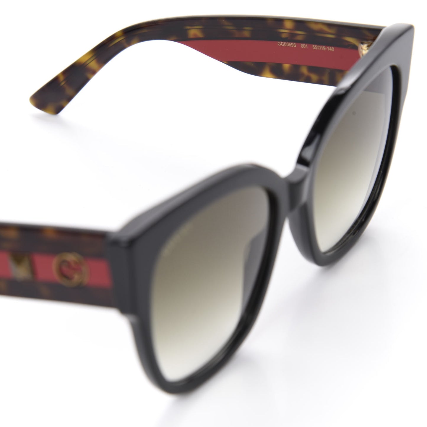 Acetate Square Frame Web Sunglasses GG0059S Black Tortoise