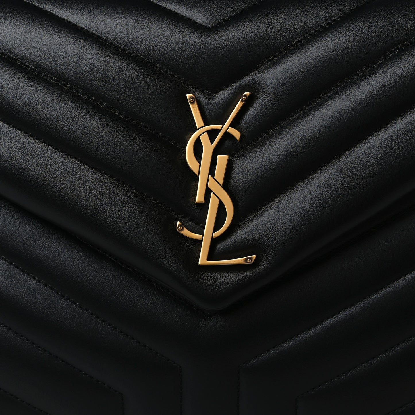 Calfskin Y Quilted Monogram Medium Loulou Chain Satchel Black