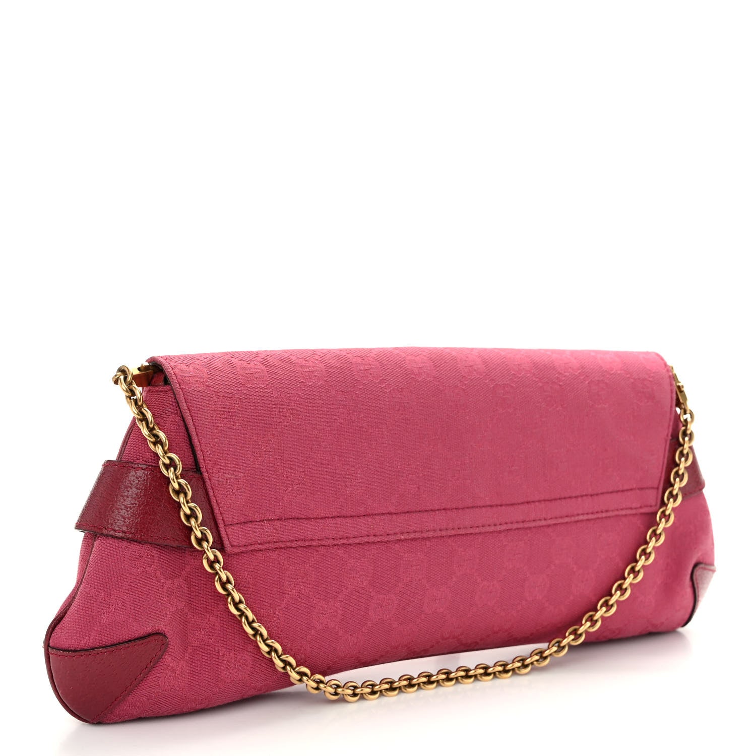Gucci Monogram Horsebit Chain Clutch Pink 3 of 9