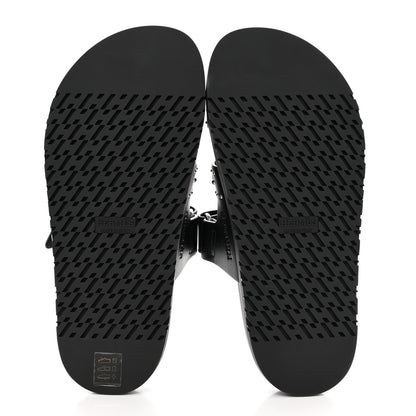 Hermes Calfskin Studded Womens Chypre Sandals 37 Black 5 of 9