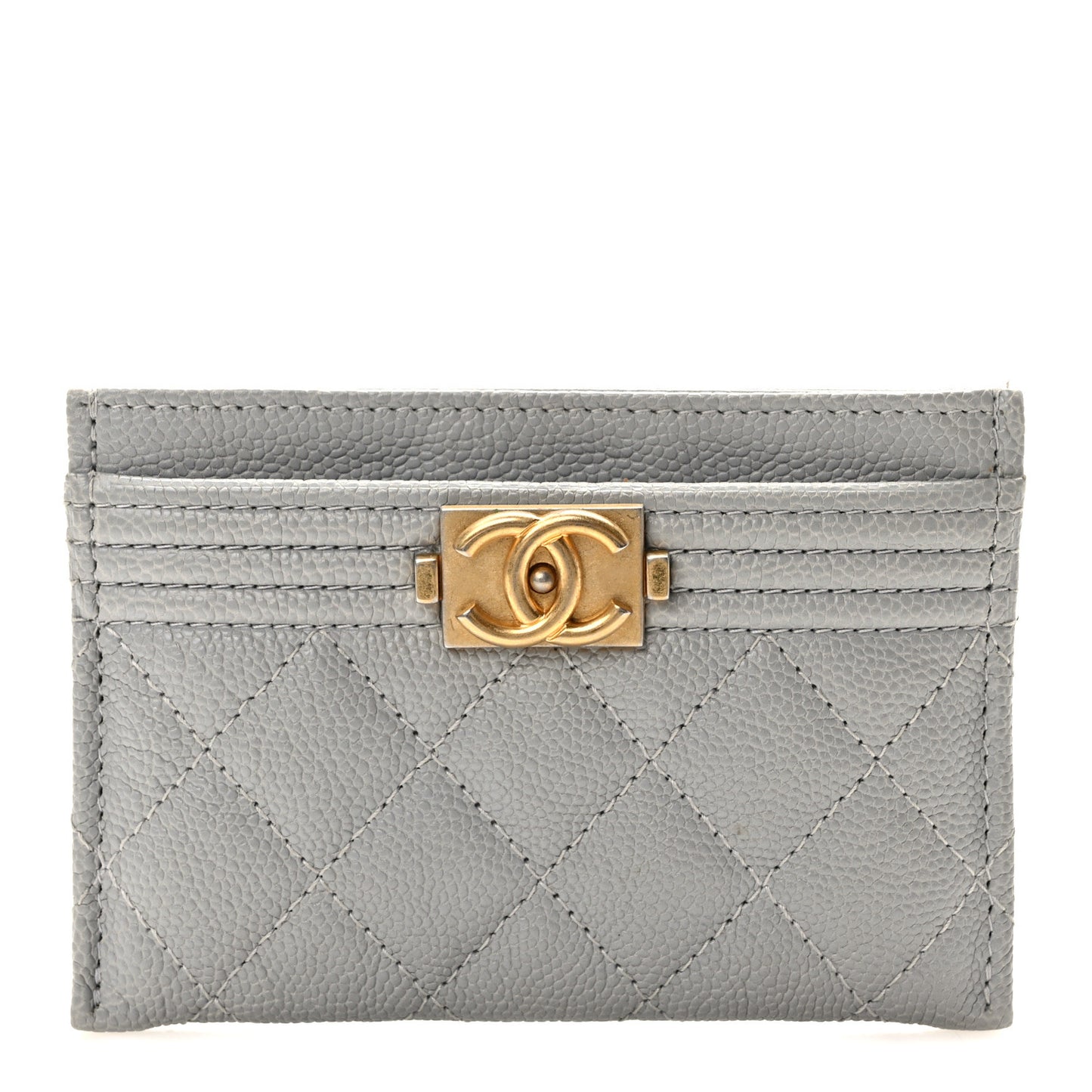 Caviar Quilted Boy Card Holder Grey