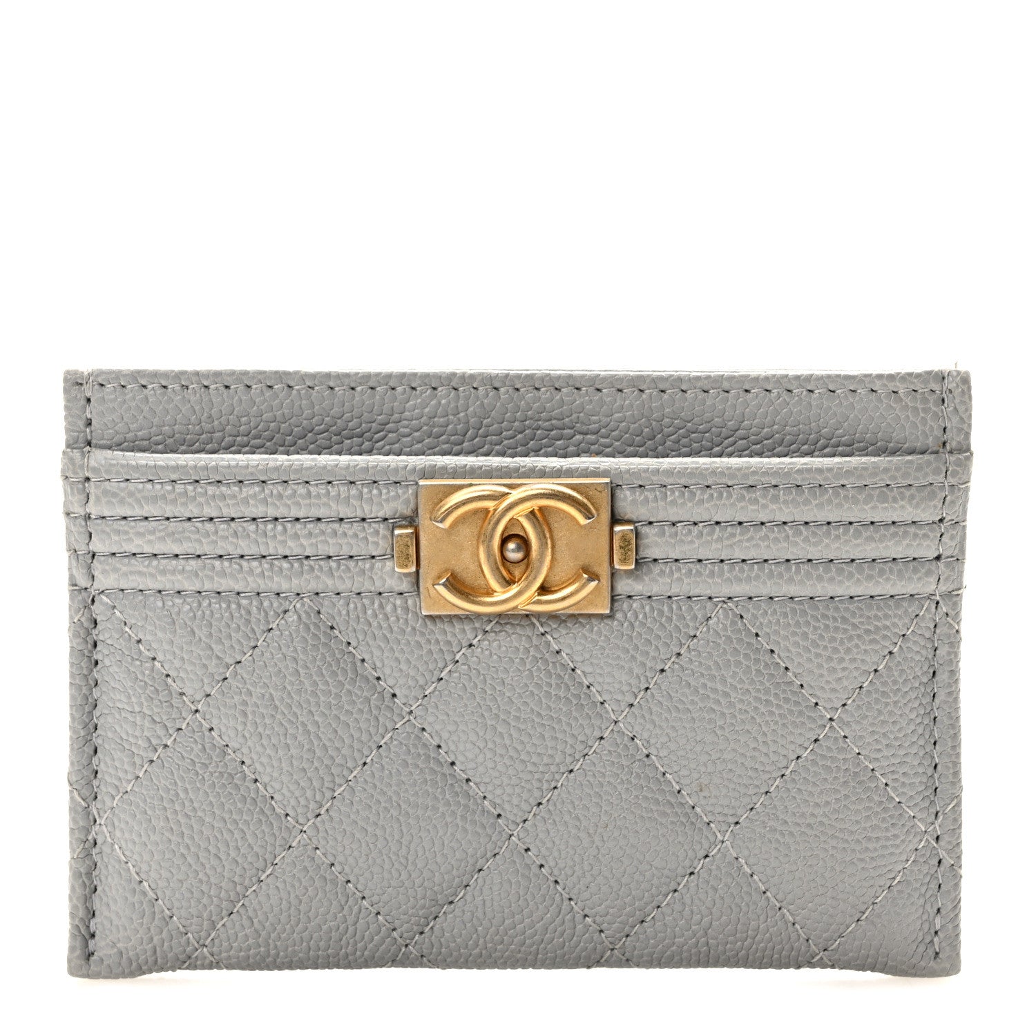 Chanel Caviar Quilted Boy Card Holder Grey 1 of 9
