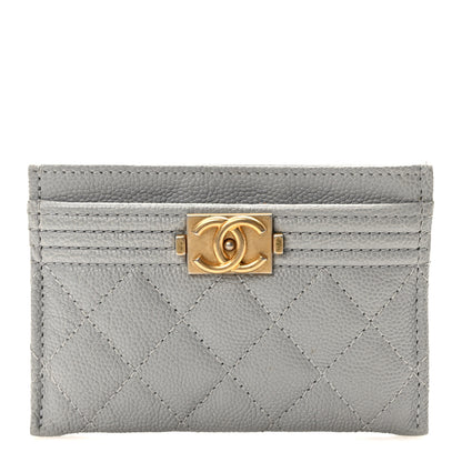 Chanel Caviar Quilted Boy Card Holder Grey 1 of 9