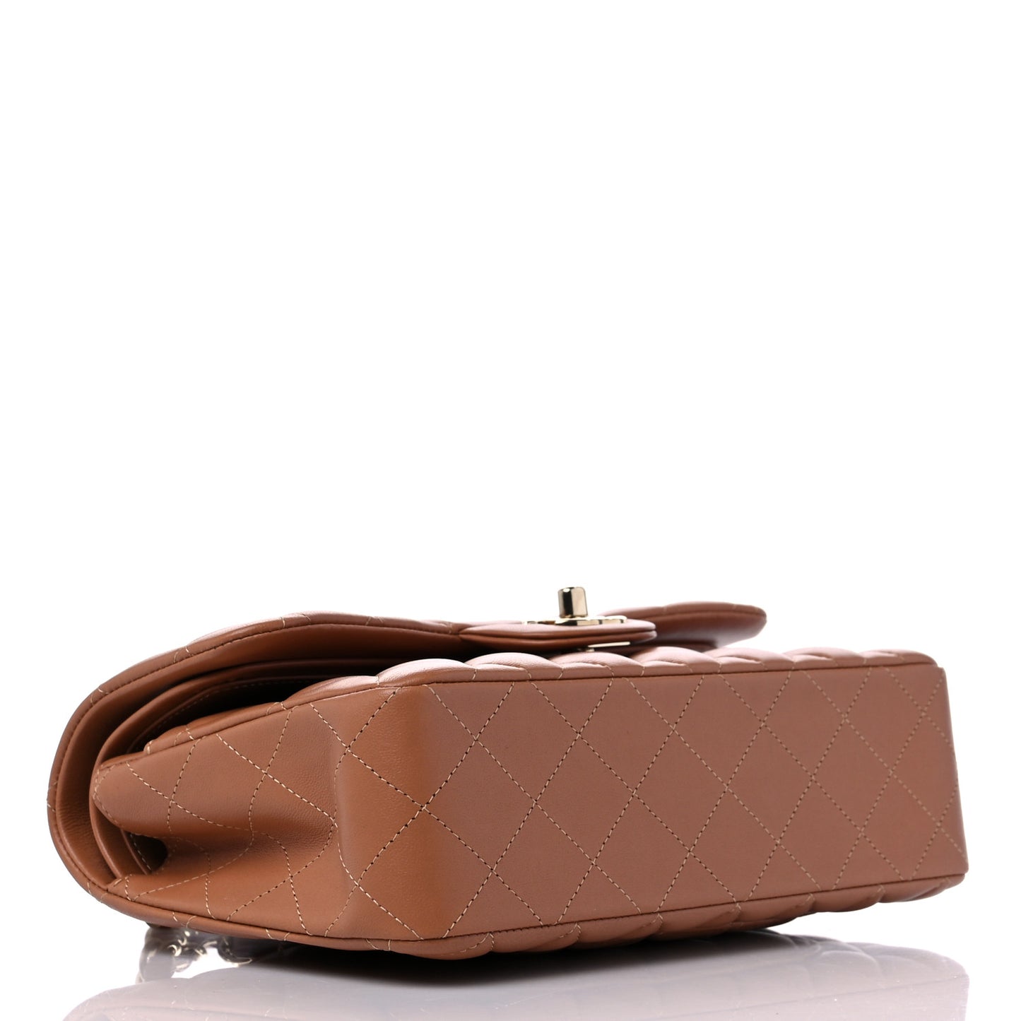 Lambskin Quilted Small Double Flap Brown