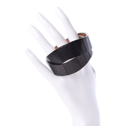 Hermes Matte Alligator Double Tour Bracelet S Black 2 of 5