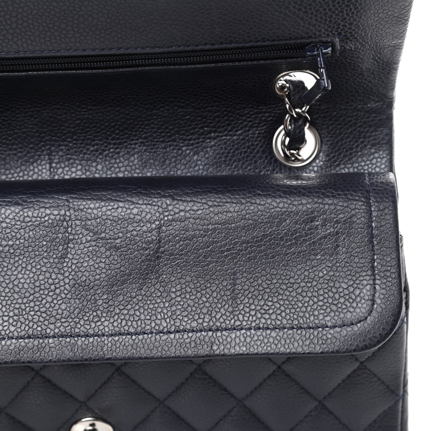 Chanel Lambskin Quilted Medium Double Flap Navy 13 of 17