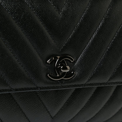 Chanel Caviar Chevron Quilted Mini Coco Handle Flap So Black 13 of 14