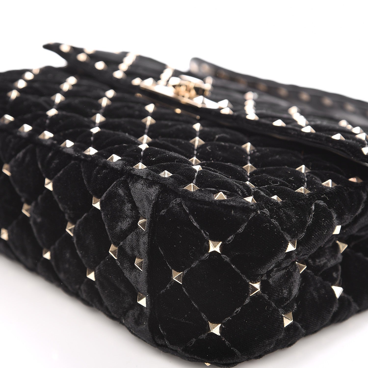 Valentino Garavani Velvet Medium Rockstud Spike Shoulder Bag Black 9 of 9