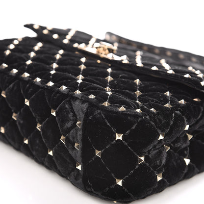 Valentino Garavani Velvet Medium Rockstud Spike Shoulder Bag Black 9 of 9