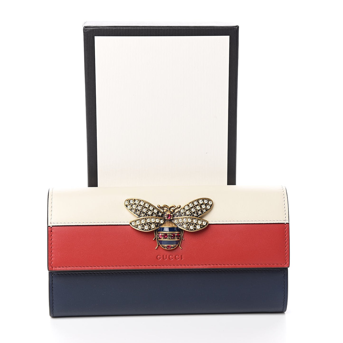 Calfskin Queen Margaret Flap Wallet Blue Agata Hibiscus Red Mystic White