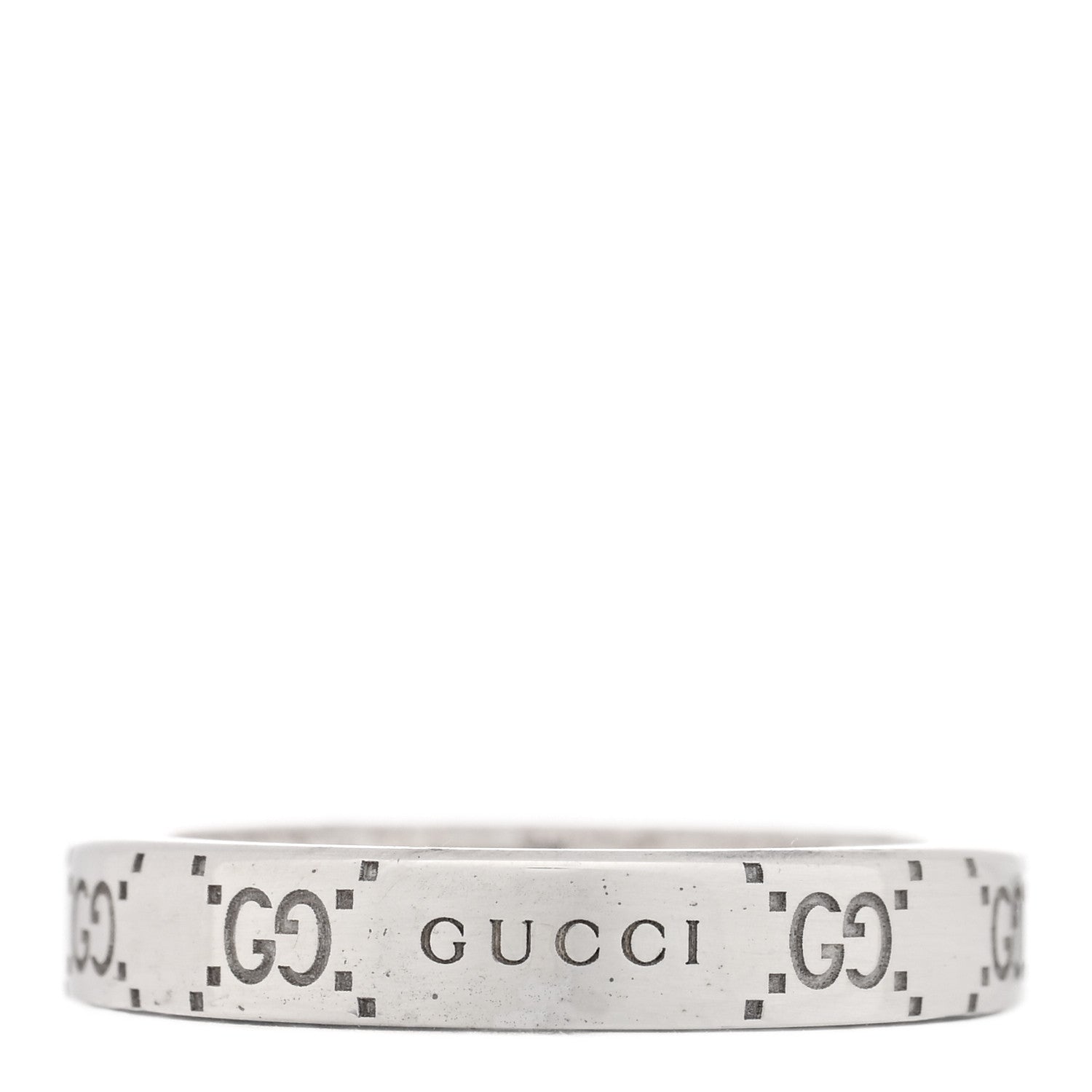 Gucci Sterling Silver 4mm Signature Ring 53 6.5 1 of 4