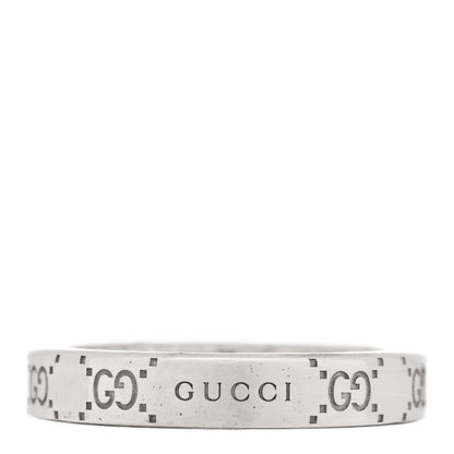 Gucci Sterling Silver 4mm Signature Ring 53 6.5 1 of 4