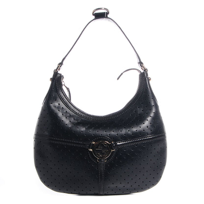 Gucci Perforated Leather Reins Hobo Black 1 of 7