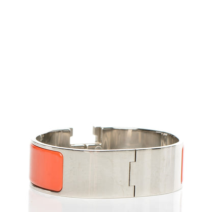 Hermes Enamel Wide Clic Clac H Bracelet GM Orange White 3 of 6