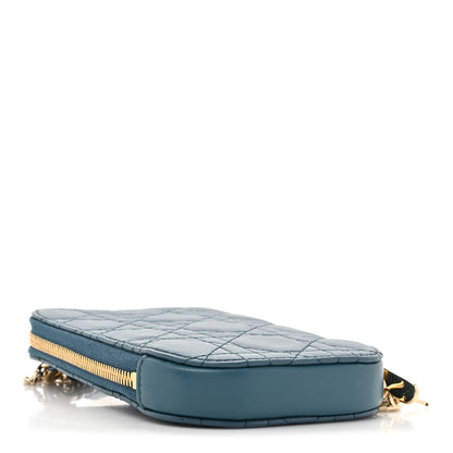 Christian Dior Lambskin Cannage Lady Dior Phone Holder Cloud Blue 4 of 12