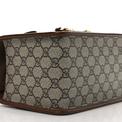Gucci GG Supreme Monogram Azalea Calfskin Mini Horsebit 1955 Foldover Top Handle Bag Beige Ebony Brown Sugar 7 of 8
