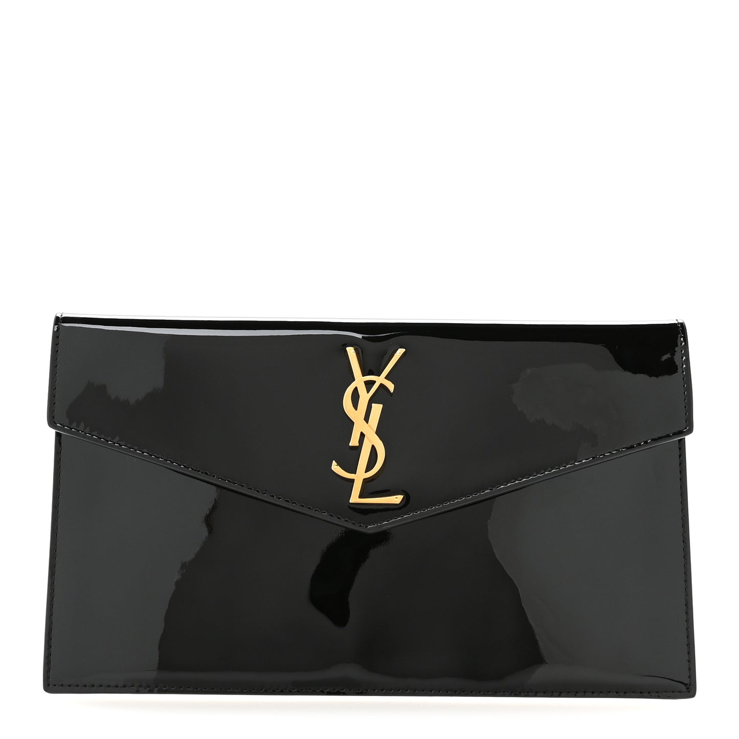 Patent Calfskin Monogram Uptown Clutch Black